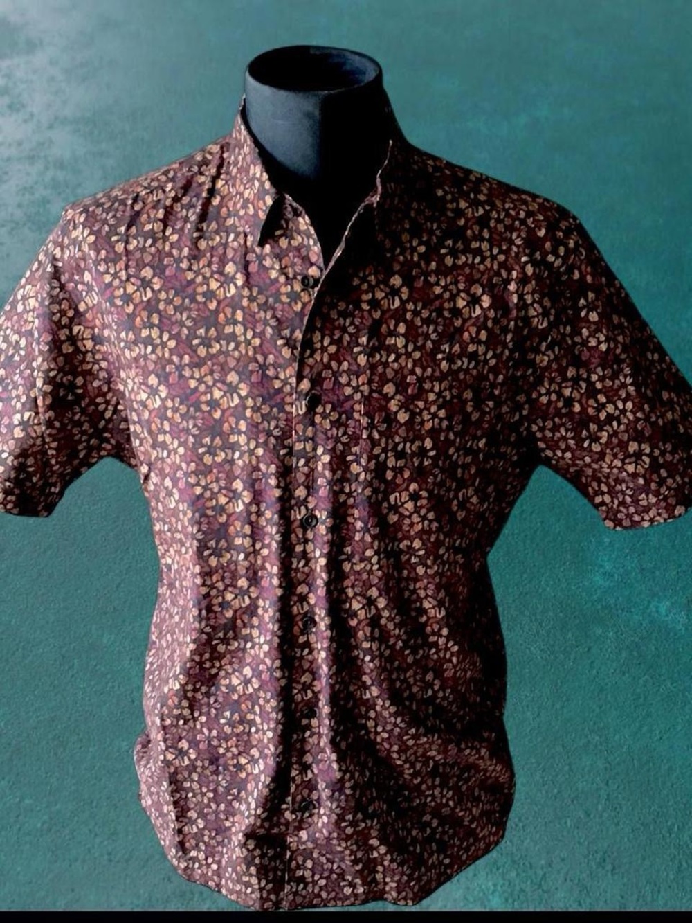 Ted Baker Burgundy Floral Short-Sleeve Button-Down Shirt